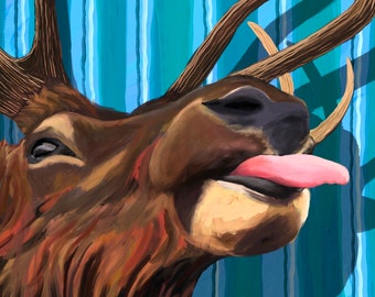 Silly Elk postcard