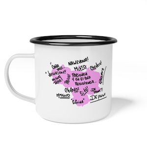 Carte du Venezuela Frases Rosado taza de peltre Tasse Camp en émail