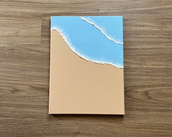 Acrylschilderij strandgolven met textuur