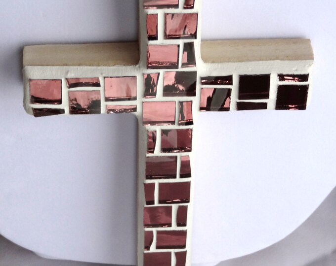 Pink Wall Cross Rose Blush Mirror Mosaic Etsy