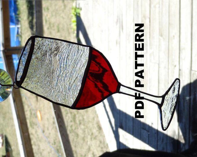 Wine Glass Stained Glass PATTERN PDF Etsy