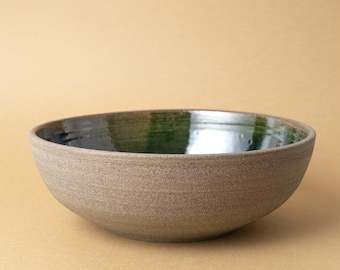 Handmade Green & Blue Glazed Ceramic Bowl - Scandinavian Kitchen Decor