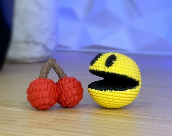 Crochet Pac Man Amigurumi Keychain Figurine | 3D Print