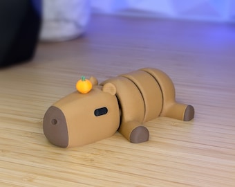 Capybara Articulating With Orange | 3D printed figurine
