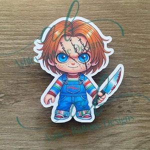 Pegatina de muñeca aterradora // Vinilo impermeable de 2,5 cm, 5 cm y 7,6 cm // Pegatina para portátil