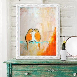 I Carry Your Heart II Lovebirds Print Bird Couple Print Wedding Bird Gift image 2