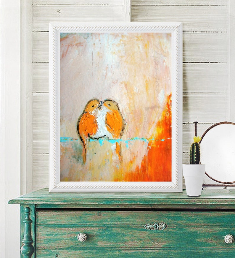 I Carry Your Heart II Lovebirds Print Bird Couple Print Wedding Bird Gift image 2