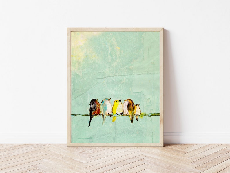 Music Teacher Gift Family of Birds Art Birds On A Wire Choir Birds Print Bird Lovers Art Gift Bird Lovers Gift Idea image 6