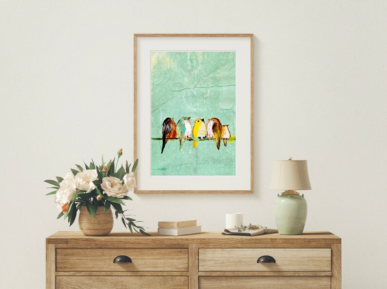 Music Teacher Gift Family of Birds Art Birds On A Wire Choir Birds Print Bird Lovers Art Gift Bird Lovers Gift Idea image 3