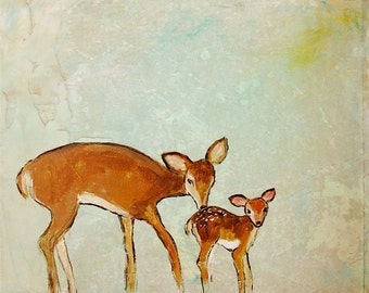 Deer Print Nursery - Mother and Baby Deer - Deer Nursery Decor - Deer Nursery Wall Art