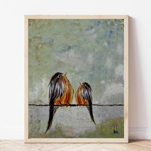 Mama and Me Gift for Mother Bird Family Print Robin and baby Art Momma and Me Mothers Day Bird Lover Mothers Day Art Gift image 1