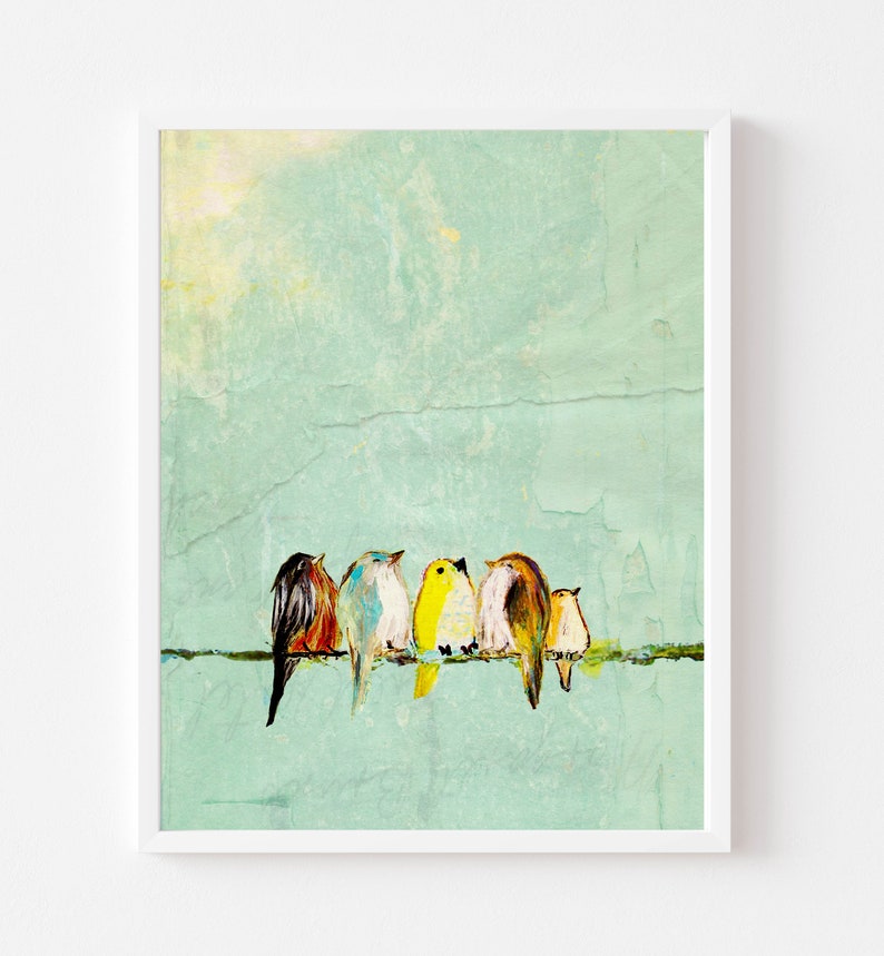 Music Teacher Gift Family of Birds Art Birds On A Wire Choir Birds Print Bird Lovers Art Gift Bird Lovers Gift Idea image 4