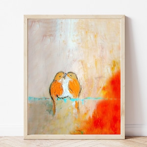 I Carry Your Heart II Lovebirds Print Bird Couple Print Wedding Bird Gift image 1