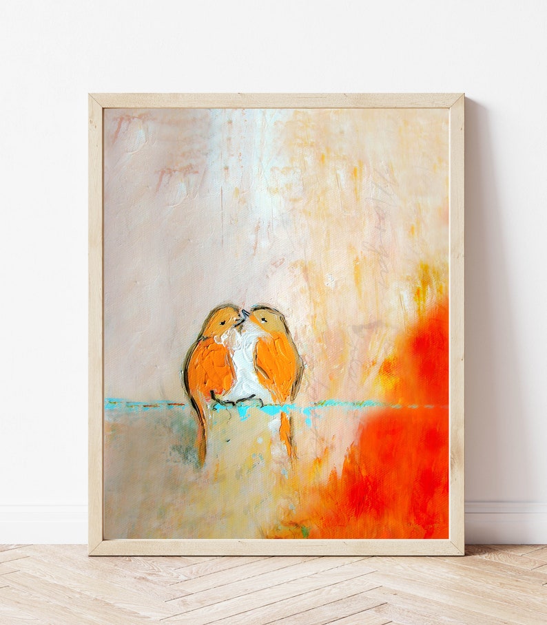 I Carry Your Heart II Lovebirds Print Bird Couple Print Wedding Bird Gift image 1