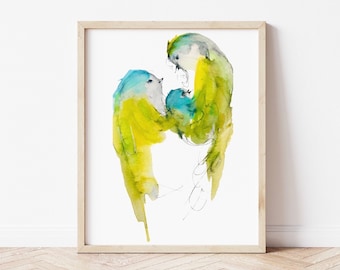 Babykamer met vogelthema | Vogelliefhebbers kunst | Vogelcadeau voor moeder | Kunstcadeau voor babyshower | Nieuwe moeder | Moederdag cadeau