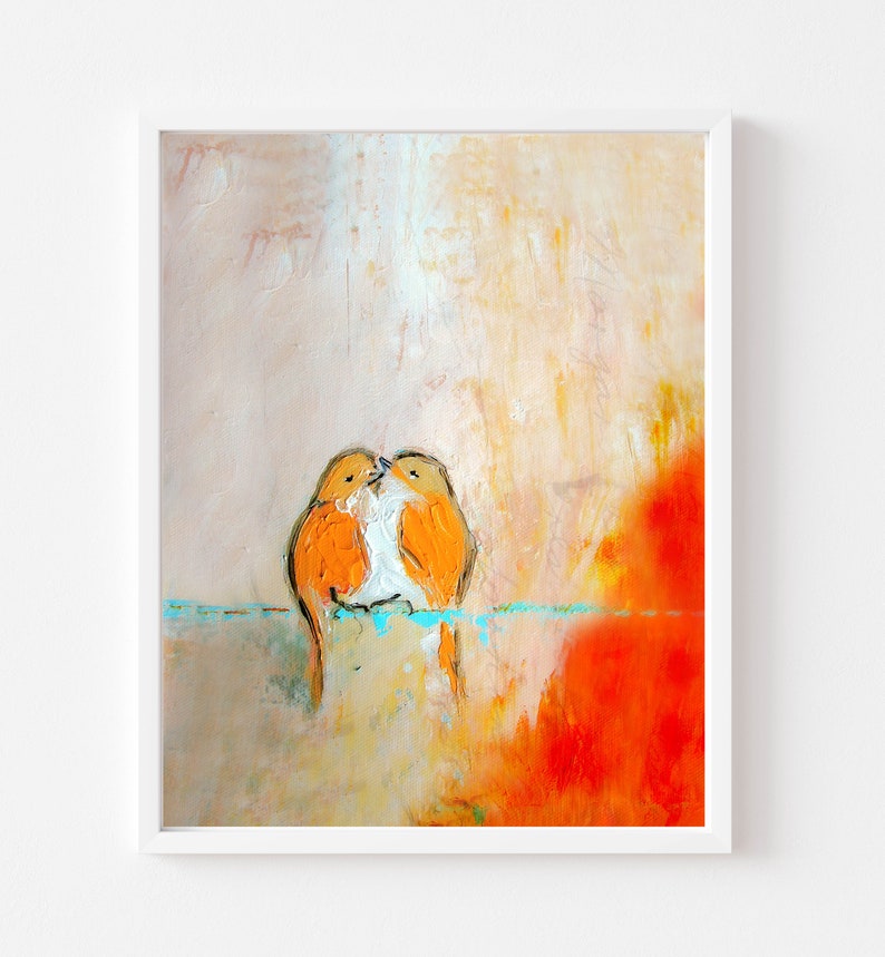 I Carry Your Heart II Lovebirds Print Bird Couple Print Wedding Bird Gift image 3