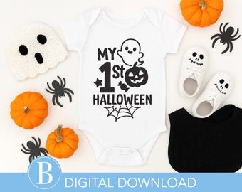 Mein erstes Halloween SVG, Baby 1. Halloween-Shirt-Design, süße Kürbis Cricut-Datei, Baby Meilenstein Sublimation, digitaler Download
