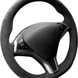 Mewant Black Suede Hand Sewn Steering Wheel Cover For Audi TT 2008-2013 – DIY Kit With Thread