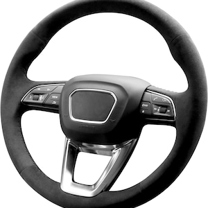 Hand Stitch Sewing Alcantara Car Steering Wheel Cover Wrap for Audi A5/Q3/Q5/Q5 e/Q7/Q8/RS 5/RS Q8/S3/S4/S5/SQ5/SQ7/SQ8 with Shift Paddles