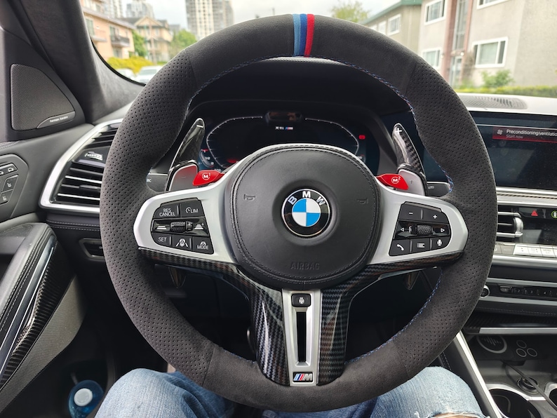 Hand Stitch Alcantara Car Steering Wheel Cover Wrap for BMW 3 5 7 ...