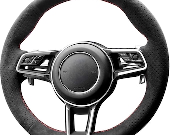 Alcantara Steering Wheel Cover: Hand Stitched for Porsche
