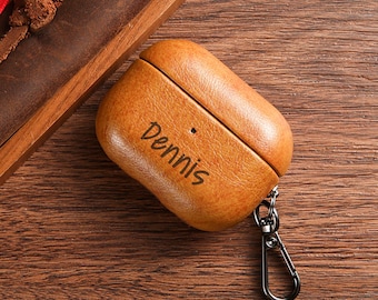 Funda personalizada de cuero genuino para auriculares - Compatible con AirPods Pro y AirPods