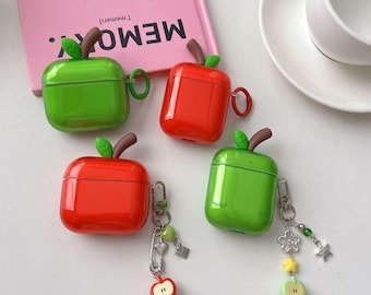 Étui pour AirPods en forme de pomme avec breloque - Cadeau pour fille