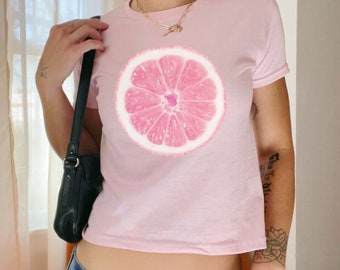 Roze citroen baby-T-shirt | Y2K-babyshirt | Vintage baby-T-shirt | Leuk baby-T-shirt | Citroen baby-T-shirt | Baby-T-shirt met fruit | Baby-T-shirt | Y2K | Vintage | Retro |