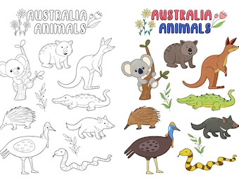 Australian Animals Coloring Book: Kids Activity Placemat (Digital Download)