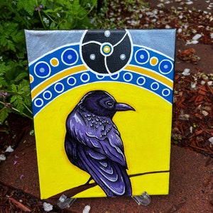 Mystical Purple Crow - Painting