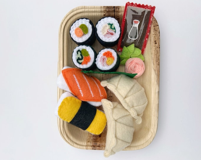 Felt Sushi Play Food Set: Maki Rolls, Nigiri & Dumplings