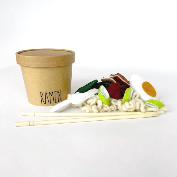 Felt Ramen Play Food Set: Culinary Toy with Chopsticks