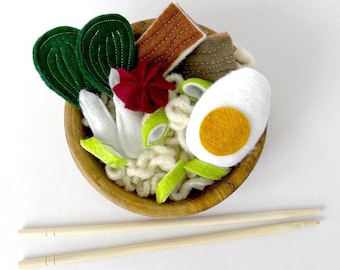 Felt Ramen Play Food Set: Culinary Toy with Chopsticks