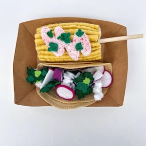 Felt Taco & Elote Set: Pretend Play Food