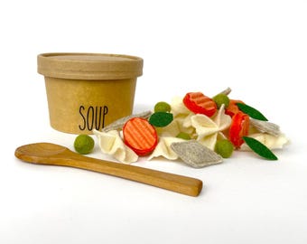 Felt Chicken Noodle Soup Play Food Set: Kids Toy Kitchen