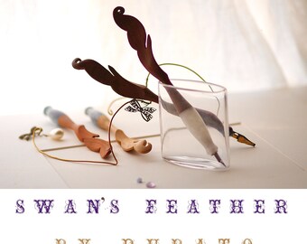 SWAN’S FEATHER, Wooden carved pen. For calligraphy, botanical / miniature drawing, painting, illustrations.