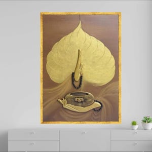 Golden Buddha Hand Canvas, Spiritual Wall Art, Meditation Decor, Zen Canvas Painting, Tranquil Home Decoration, Asian Art