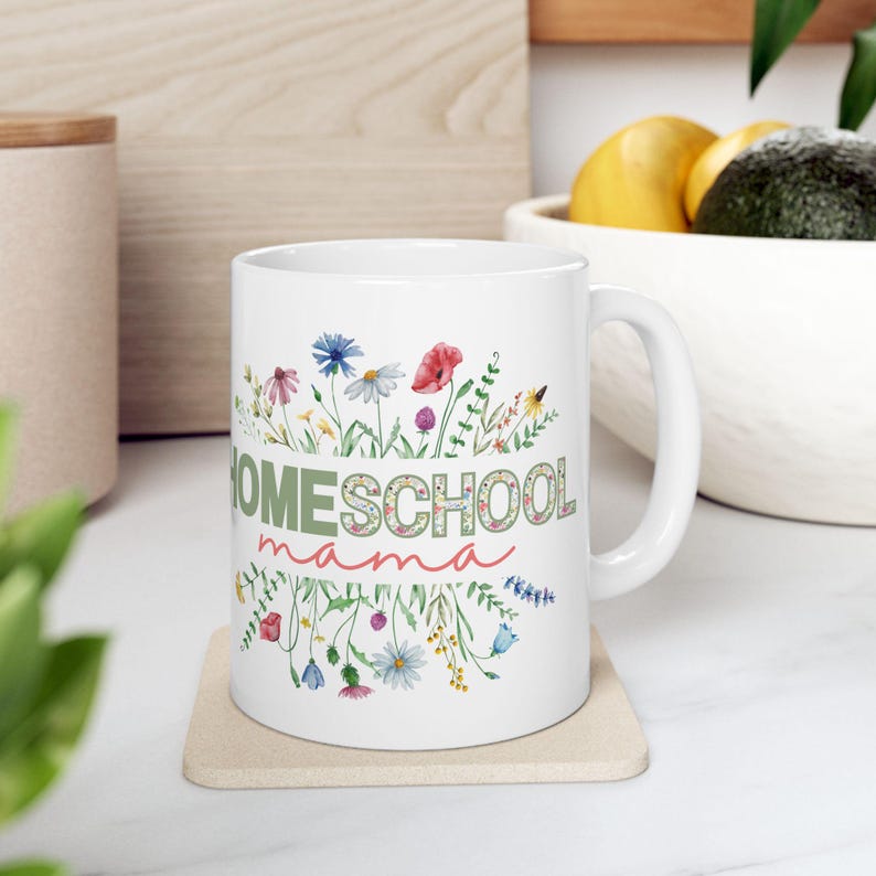 Homeschool Mama Floral Ceramic Mug Homeschooling Mama Coffee Cup Mother's Day Gift image 5
