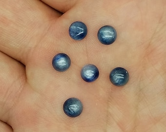 Blue Kyanite Cabochon – 6mm Round Polished Gemstone for Jewelry Making (1pc)