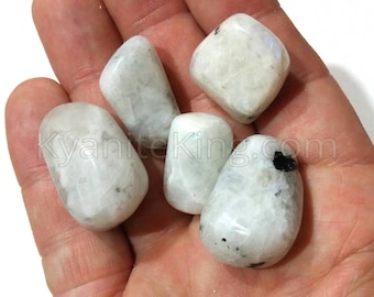 Rainbow Moonstone Tumbled Gemstones | 5 pc set | Small size