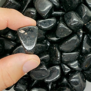 Pierres roulées en Coppernite - Pierres précieuses noires polies avec des taches de bronzite pour guérison, bijoux et collectionneurs