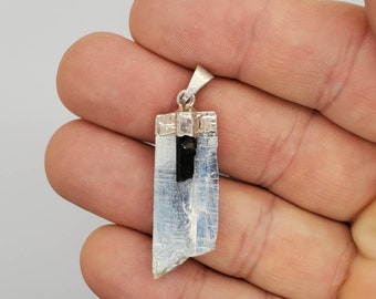 Blue Kyanite Pendant w/ Green Tourmaline Accent