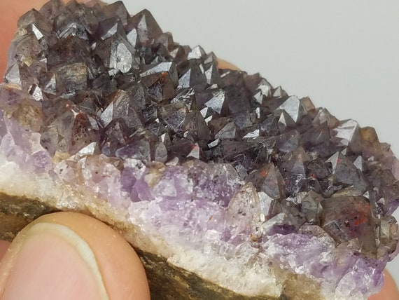 DARK SMOKEY AMETHYST Quartz Crystal Cluster A grade Canadian