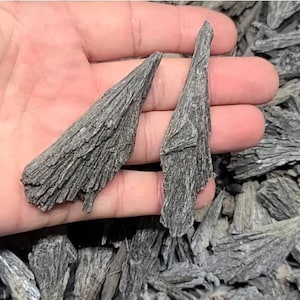 3 Black Kyanite Blades – Raw Crystal Fans for Cleansing, Energy Protection & Chakra Healing – Natural Mineral Specimens image 1