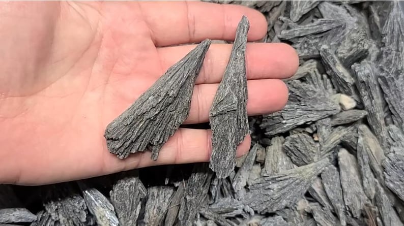 3 Black Kyanite Blades – Raw Crystal Fans for Cleansing, Energy Protection & Chakra Healing – Natural Mineral Specimens image 1
