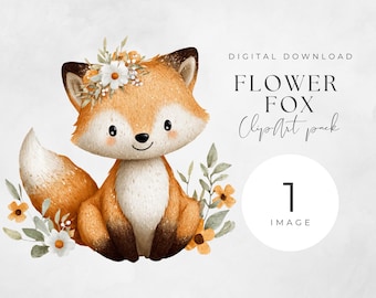 Woodland Fox Clipart: Hand-Painted Baby Animal PNG (Digital Download, Commercial Use, 300 DPI)