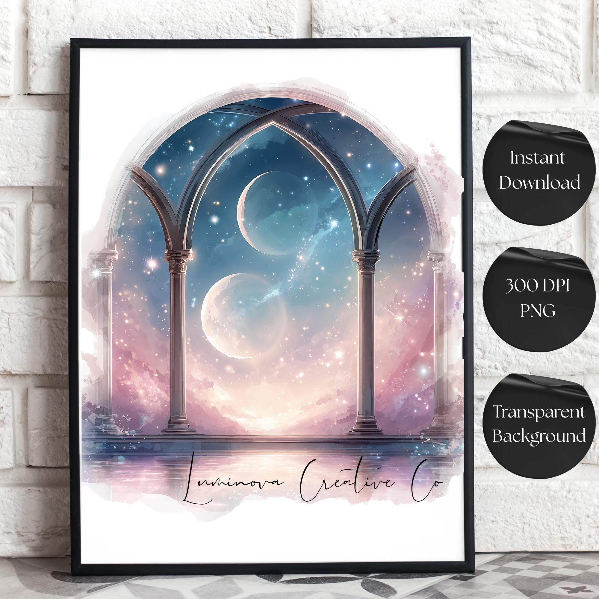 22 Celestial Windows Clipart: Fantasy Window Pngs | (PNG, 300 DPI ...