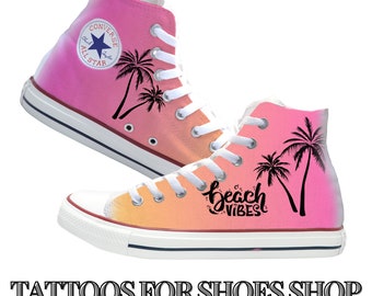 Beach Vibes Pink Converse High Top Shoes