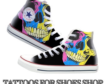 Sugar Skull Custom Converse High Top Shoes