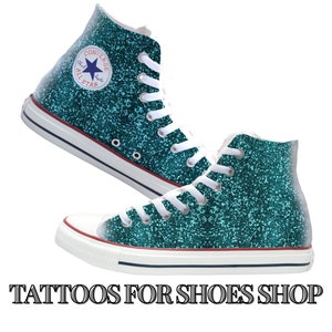 Sparkles Teal Converse High Top Shoes